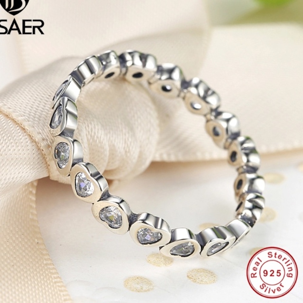 New silver 925 Bisaer heart ring size 7